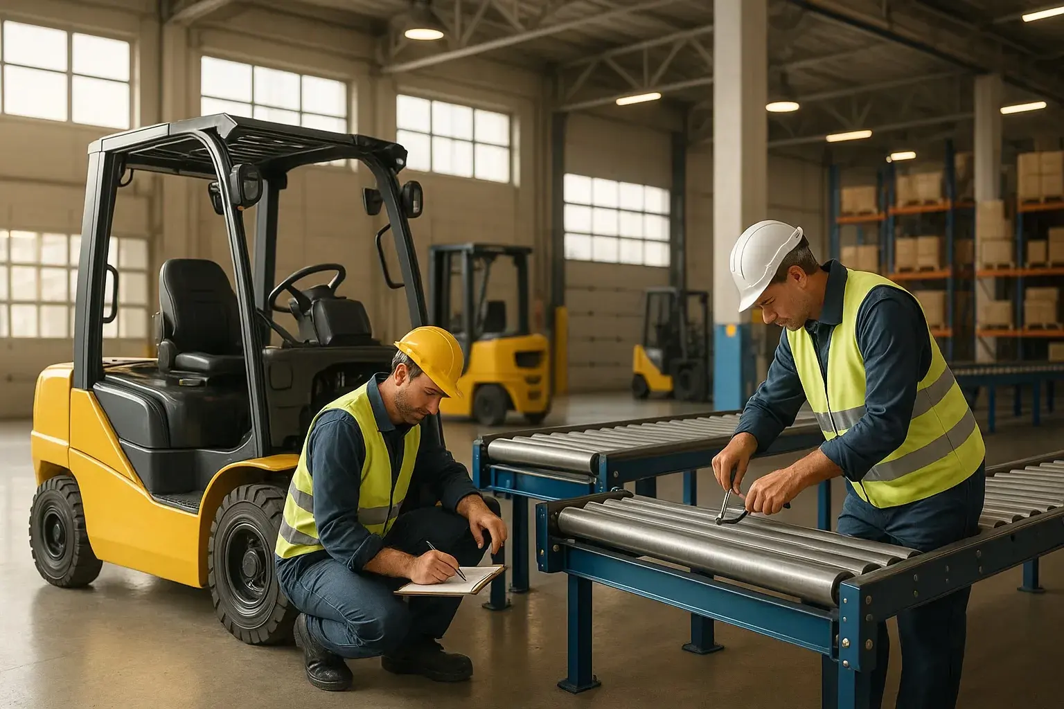 Material handling equipment maintenance in a warehouse to reduce downtime